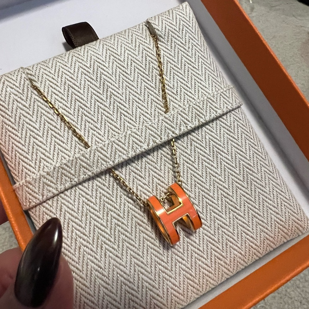 Iconic HERMES Orange Pop Necklace - Picture 3 of 6
